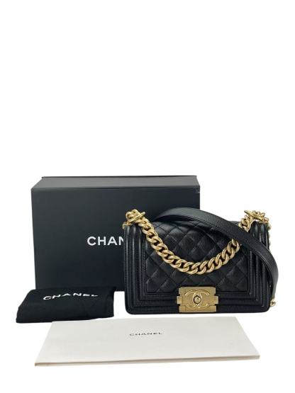 CHANEL - Small Boy Flap Bag Black Caviar Gold Hardware