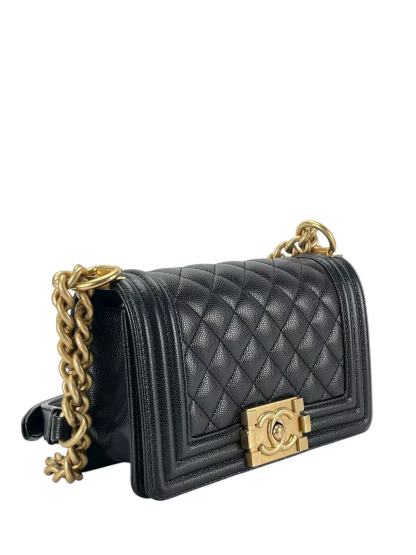 CHANEL - Small Boy Flap Bag Black Caviar Gold Hardware