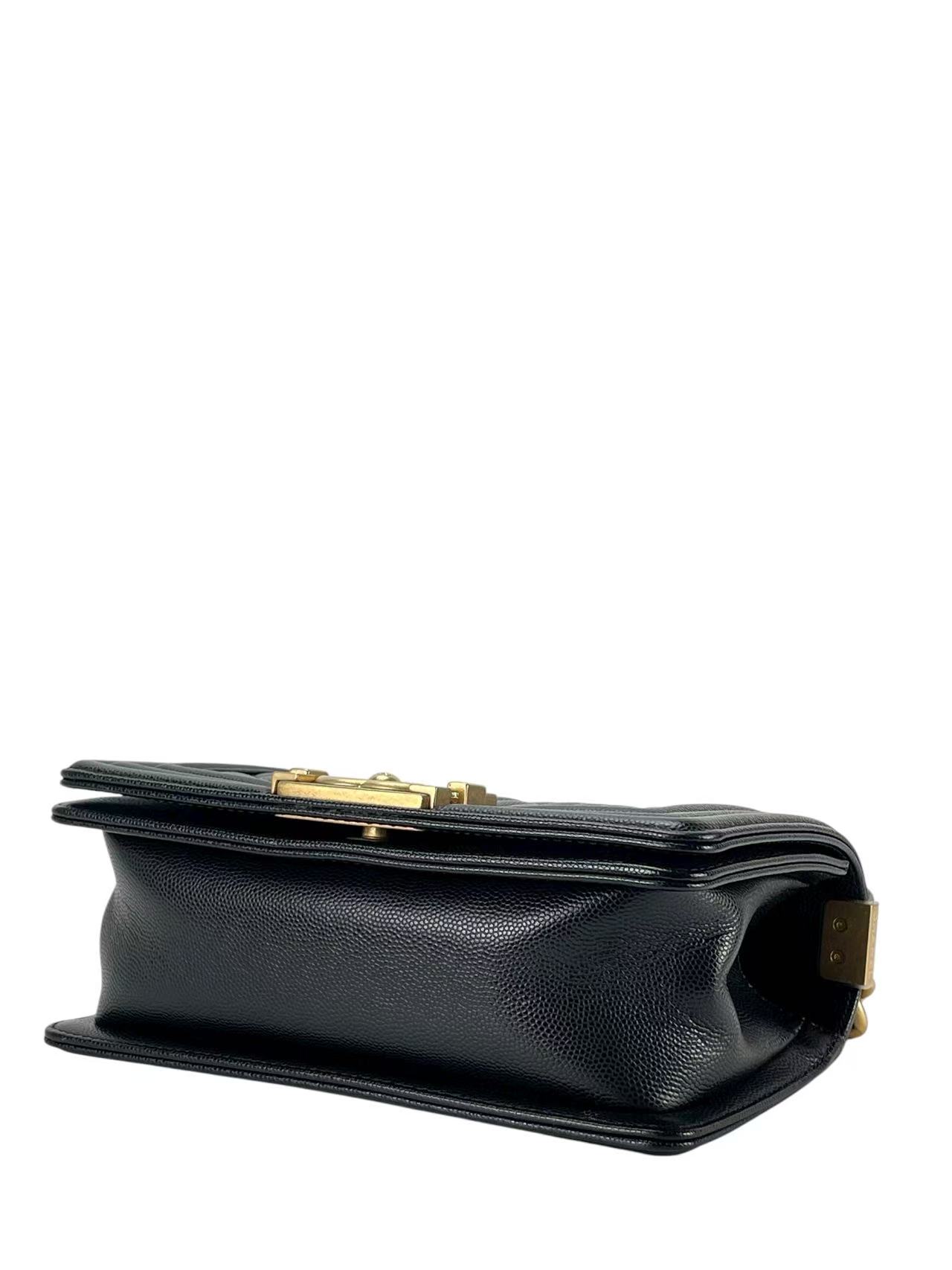 CHANEL - Small Boy Flap Bag Black Caviar Gold Hardware