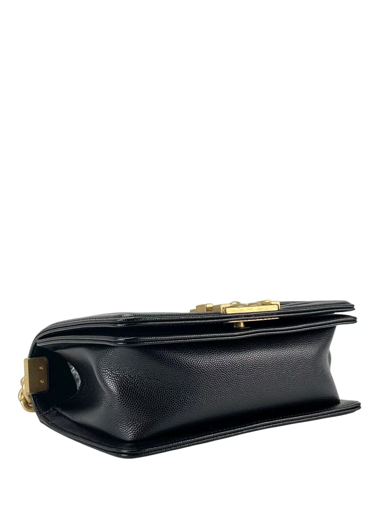 CHANEL - Small Boy Flap Bag Black Caviar Gold Hardware