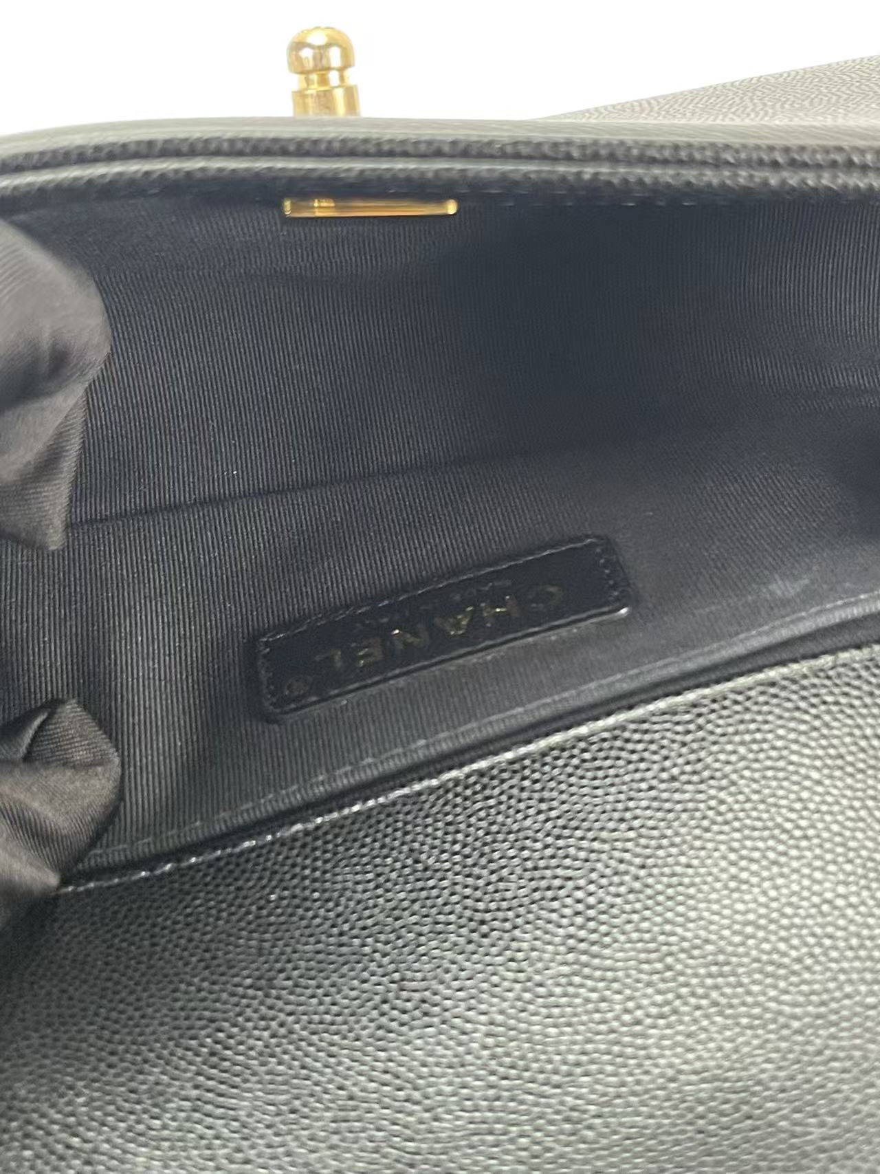 CHANEL - Small Boy Flap Bag Black Caviar Gold Hardware