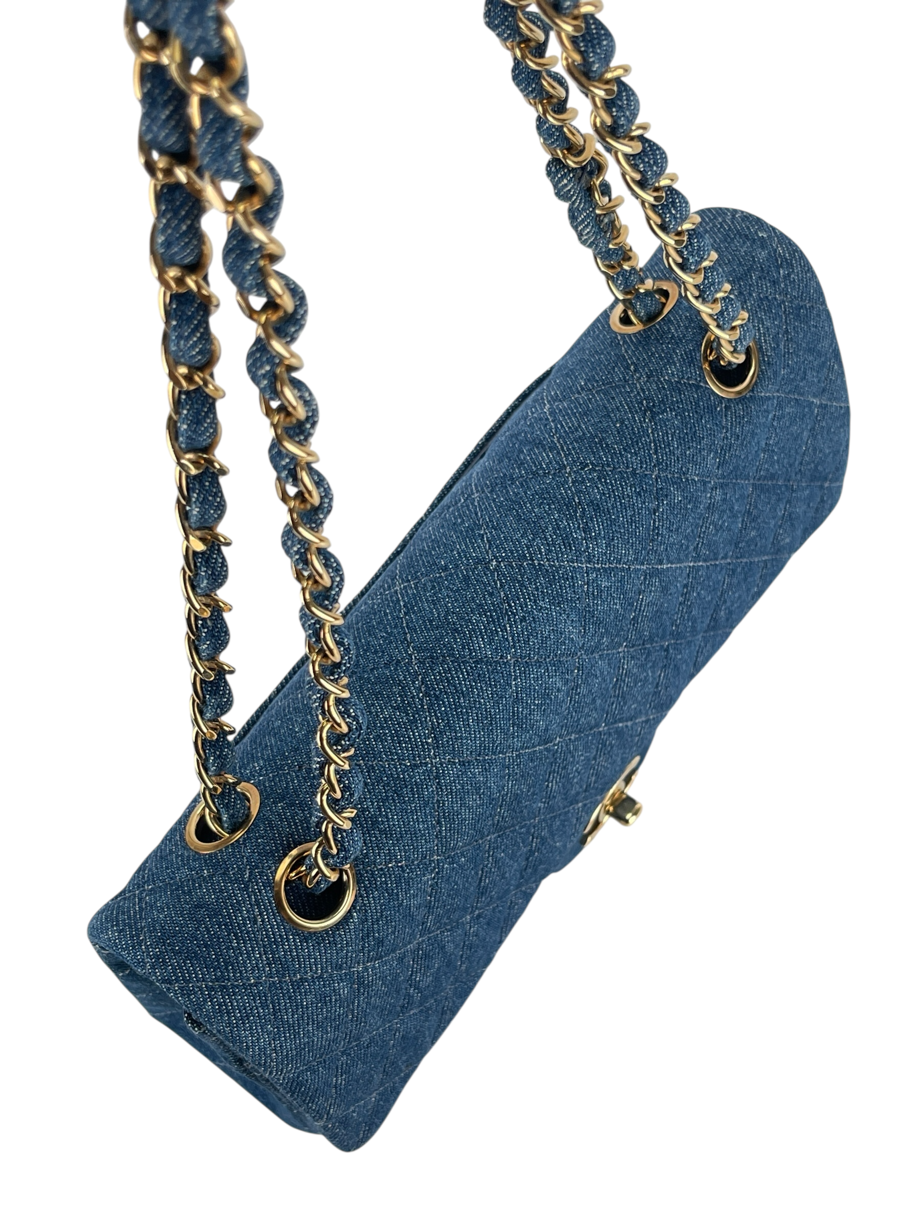 CHANEL - Denim Medium Classic Double Flap Bag Gold Hardware (CF25) 