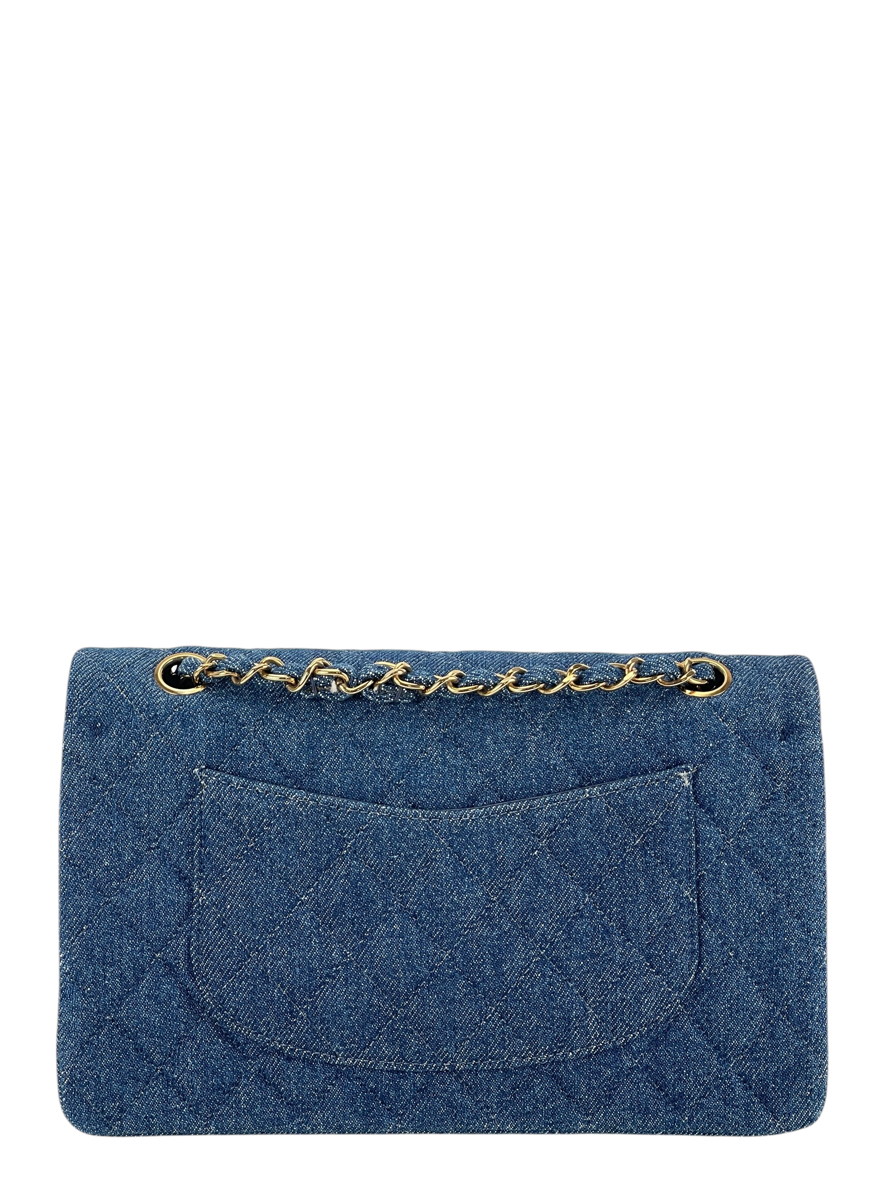 CHANEL - Denim Medium Classic Double Flap Bag Gold Hardware (CF25) 