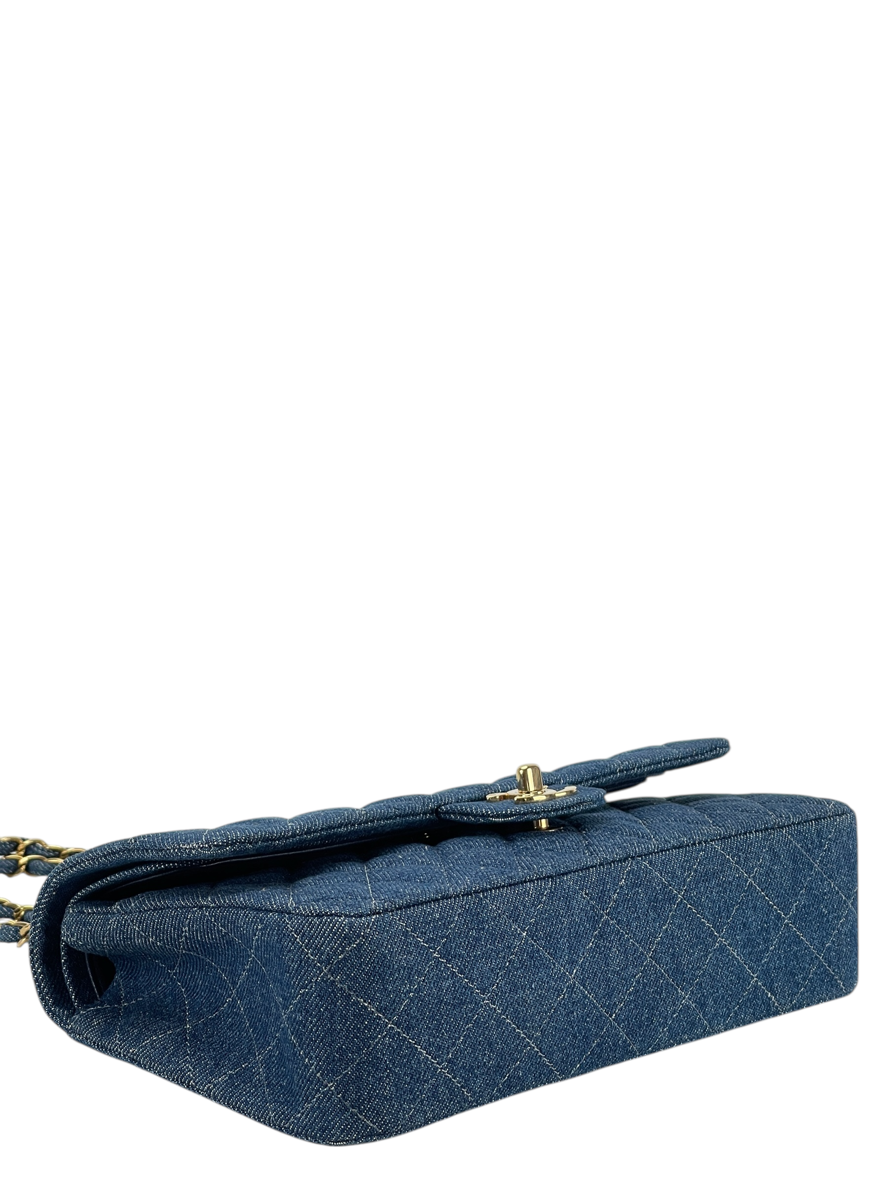 CHANEL - Denim Medium Classic Double Flap Bag Gold Hardware (CF25) 