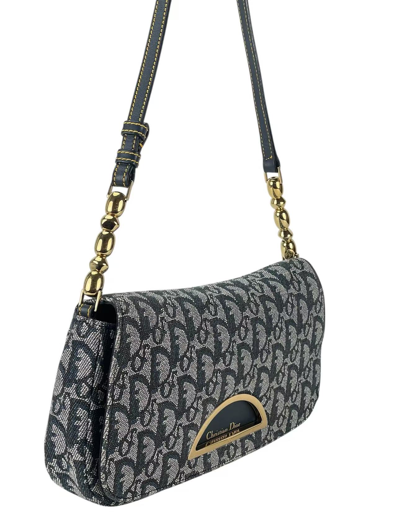 CHRISTIAN DIOR - Denim Pearl Logo One Shoulder Bag