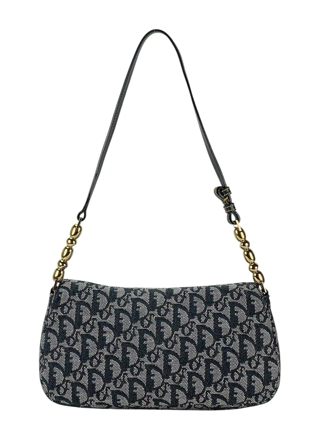 CHRISTIAN DIOR - Denim Pearl Logo One Shoulder Bag