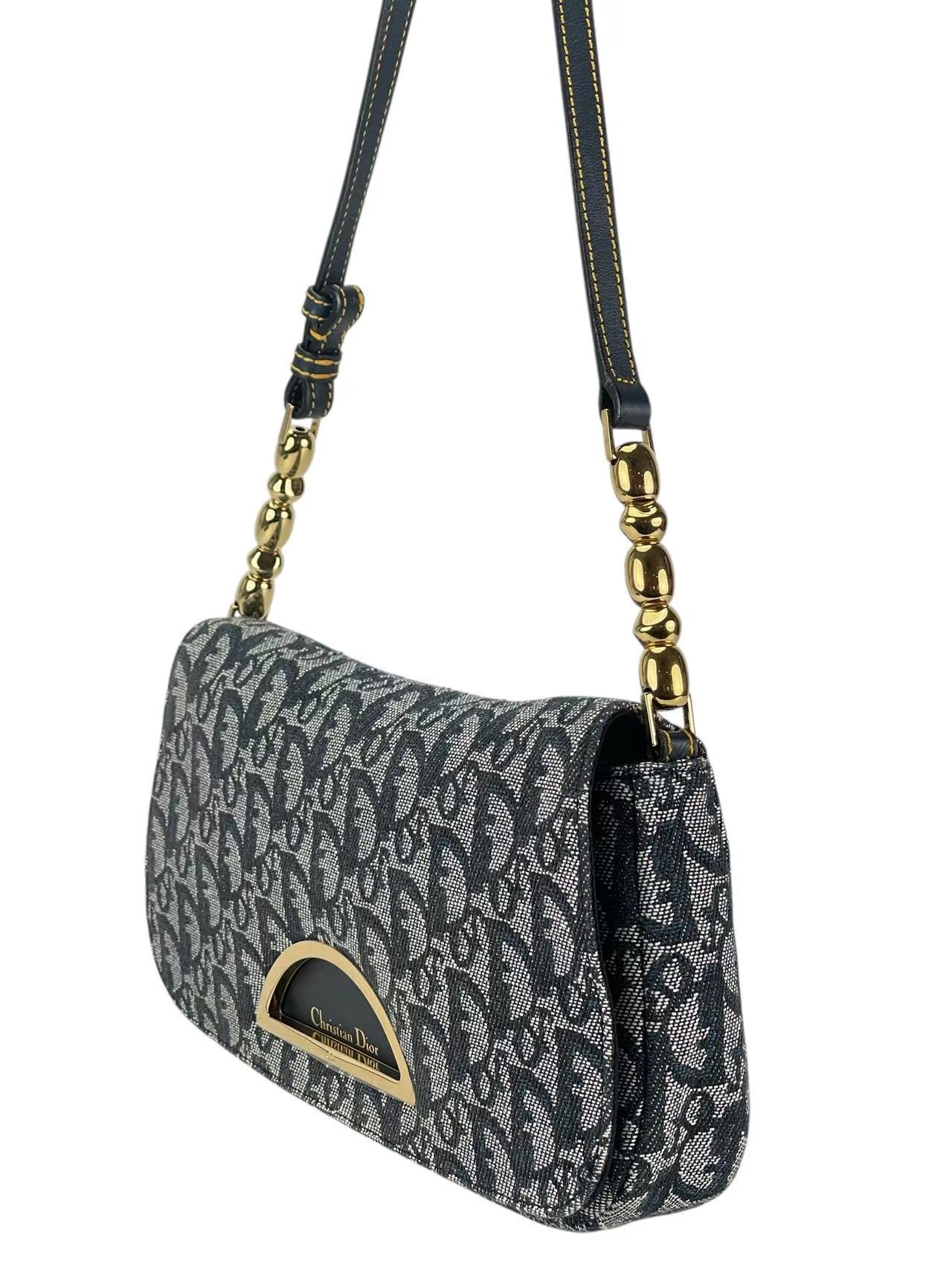 CHRISTIAN DIOR - Denim Pearl Logo One Shoulder Bag