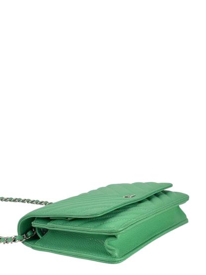 CHANEL - Green Caviar skin V-sitch Classic Wallet On Chain (WOC)