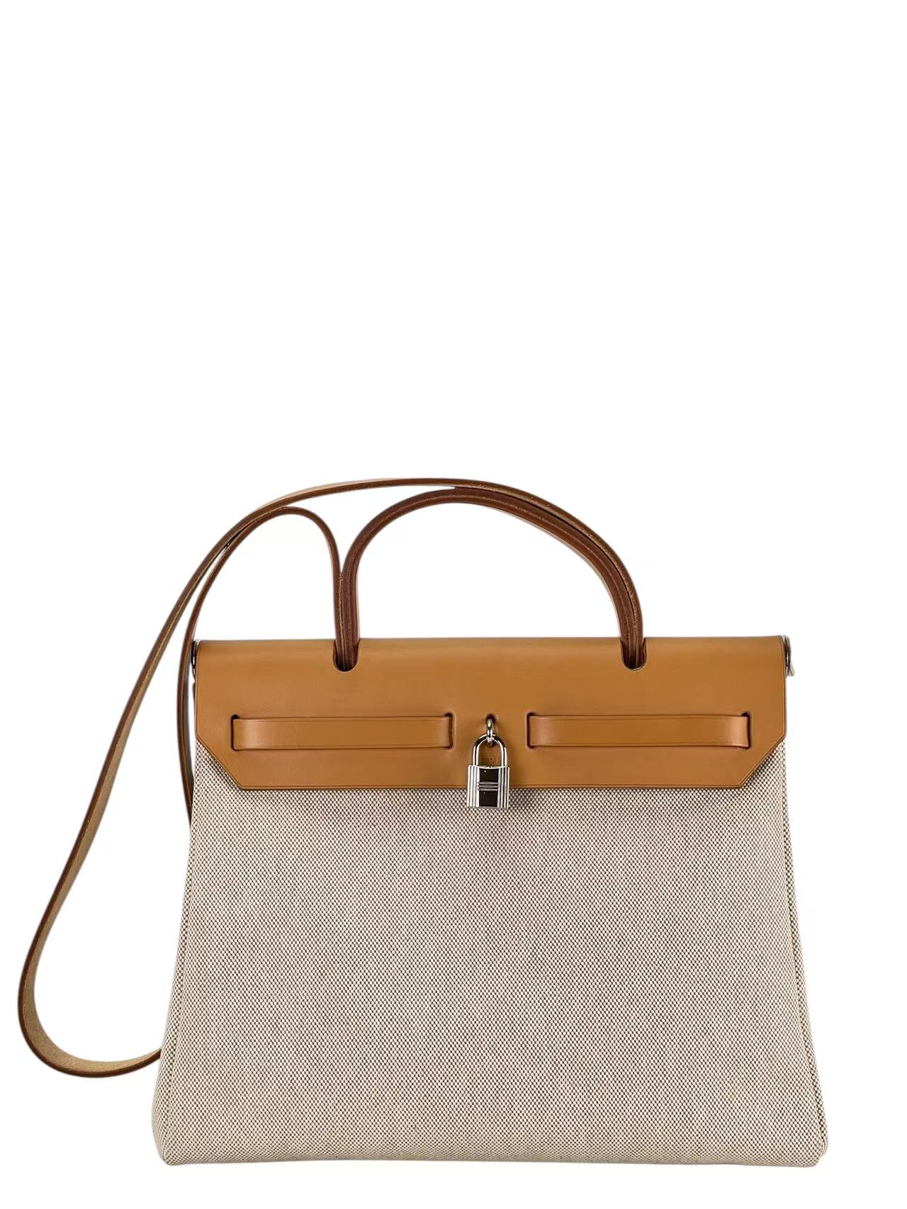 HERMES - Herbag Zip 31 (PM) Black Toile Palladium Hardware