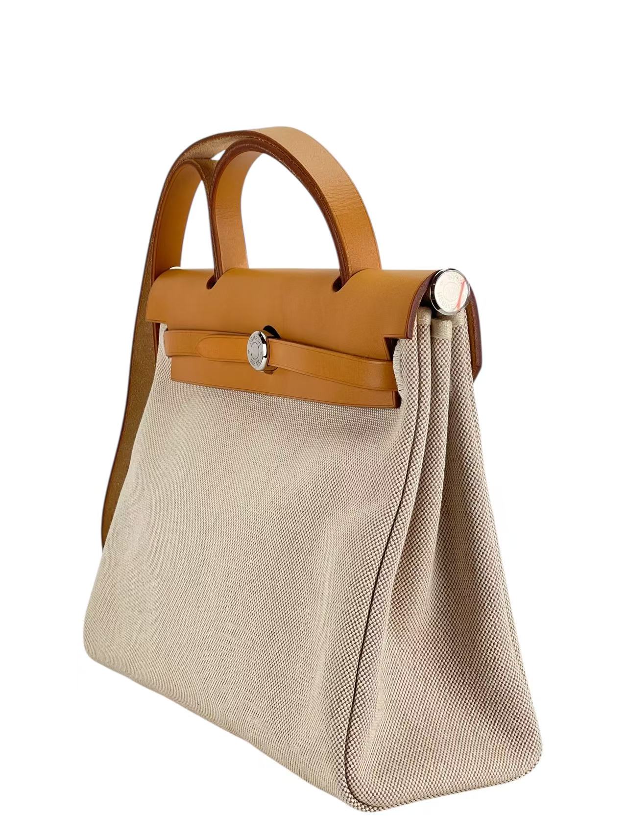 HERMES - Herbag Zip 31 (PM) Black Toile Palladium Hardware