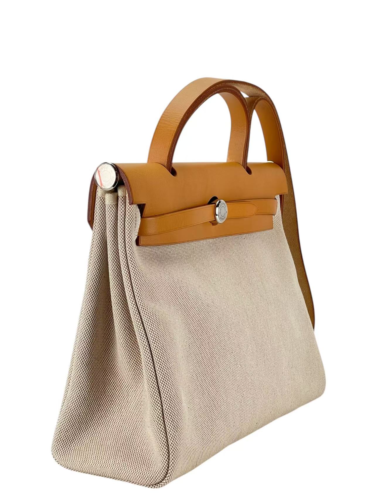 HERMES - Herbag Zip 31 (PM) Black Toile Palladium Hardware