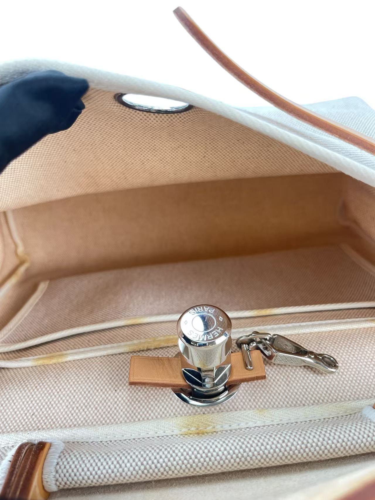 HERMES - Herbag Zip 31 (PM) Black Toile Palladium Hardware