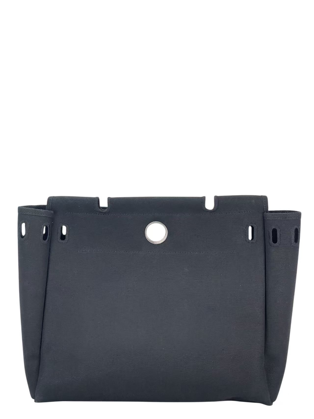 HERMES - Herbag Zip 31 (PM) Black Toile Palladium Hardware