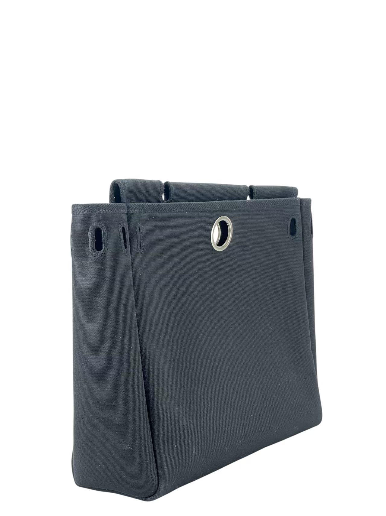 HERMES - Herbag Zip 31 (PM) Black Toile Palladium Hardware