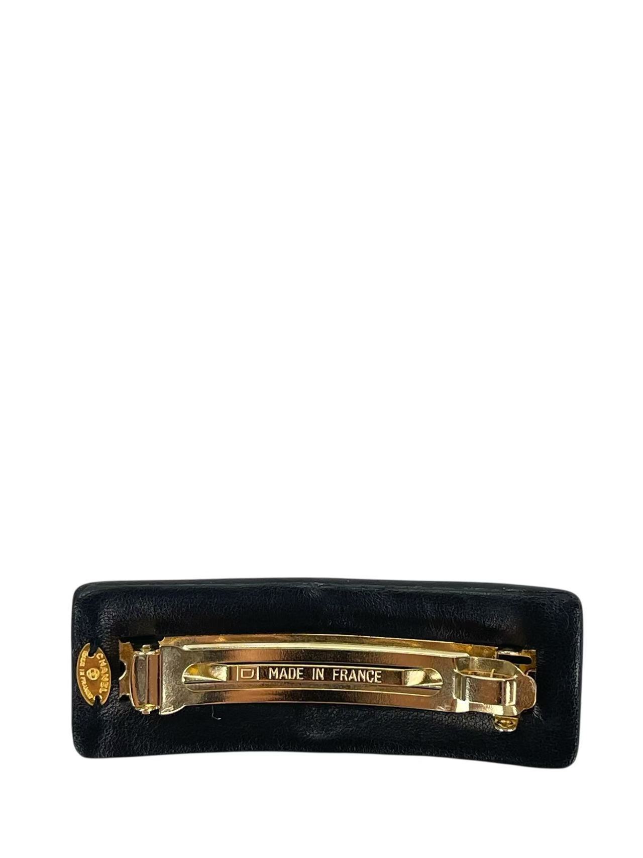 CHANEL - Coco Mark Leather Barrette Hair Accessory