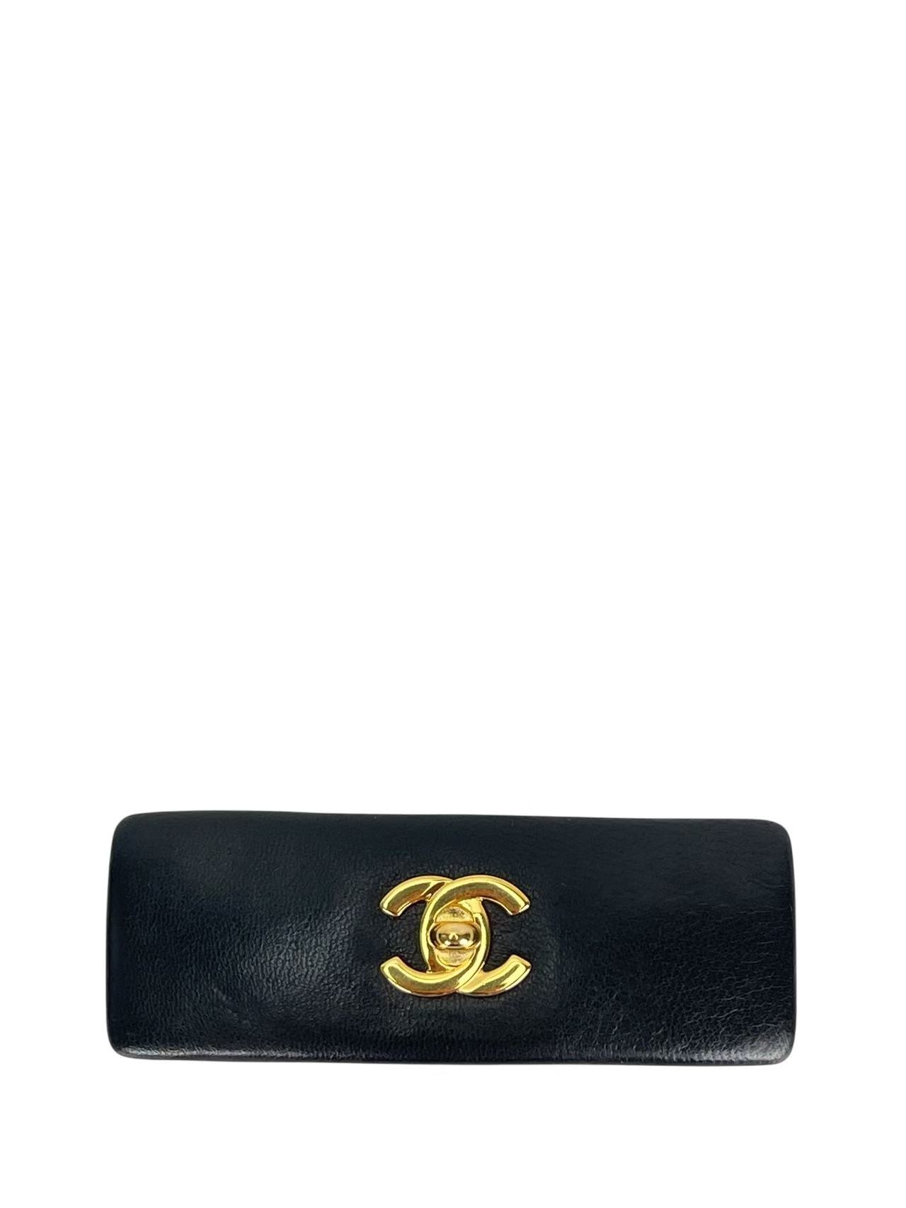CHANEL - Coco Mark Leather Barrette Hair Accessory