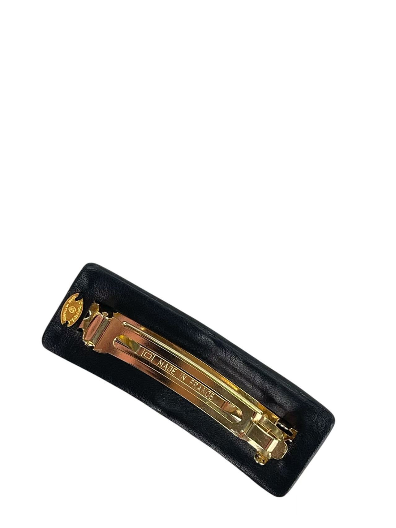 CHANEL - Coco Mark Leather Barrette Hair Accessory