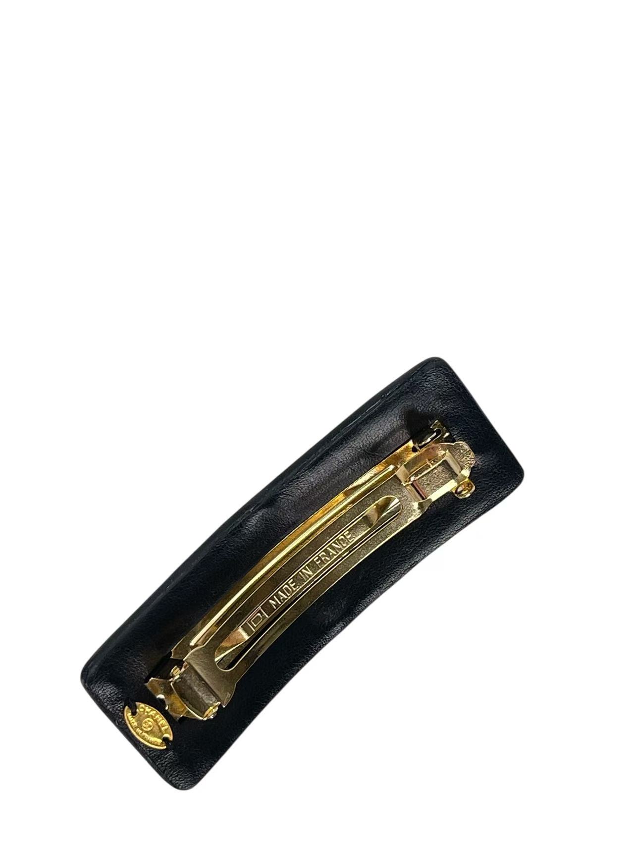 CHANEL - Coco Mark Leather Barrette Hair Accessory