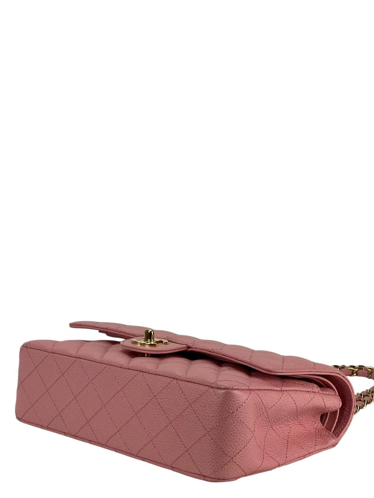 CHANEL - Pink Caviar Medium Classic Double Flap Bag Gold Hardware (CF25) 