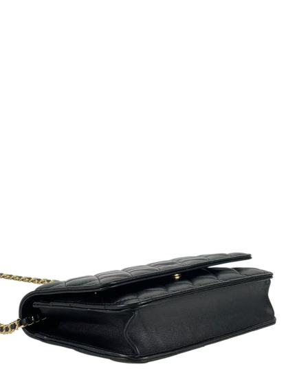 CHANEL - Black Lambskin Quilted Wallet On Chain Gold Hardware (WOC)