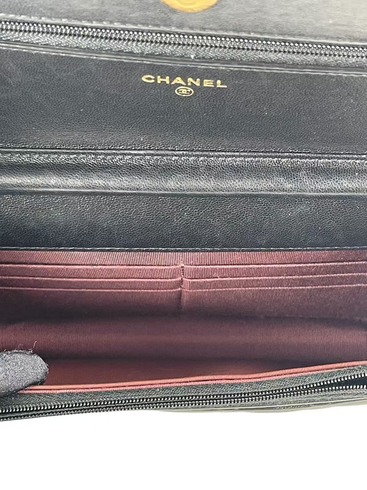 CHANEL - Black Lambskin Quilted Wallet On Chain Gold Hardware (WOC)