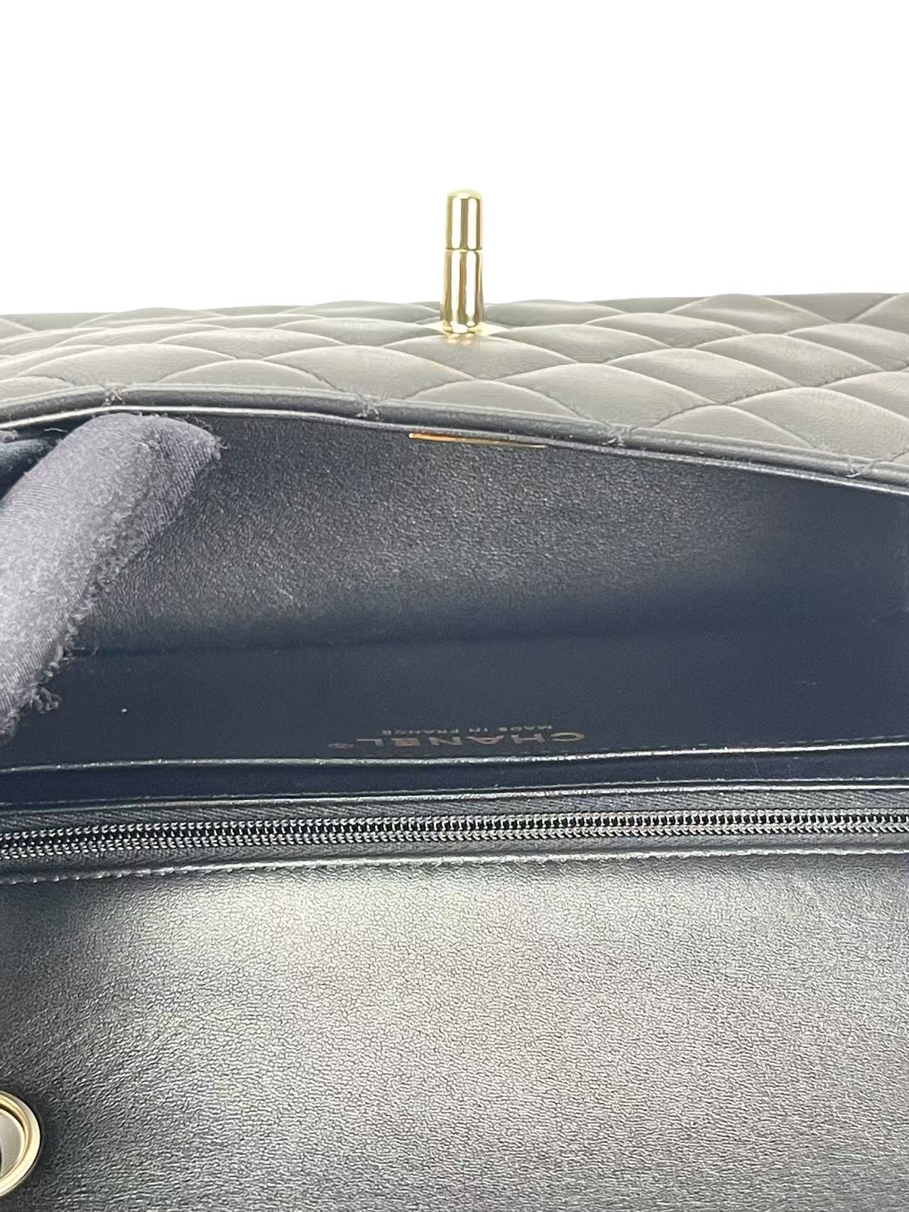 CHANEL - 25B Small Classic Single Flap Bag Black Lambskin Gold Hardware（CF20）