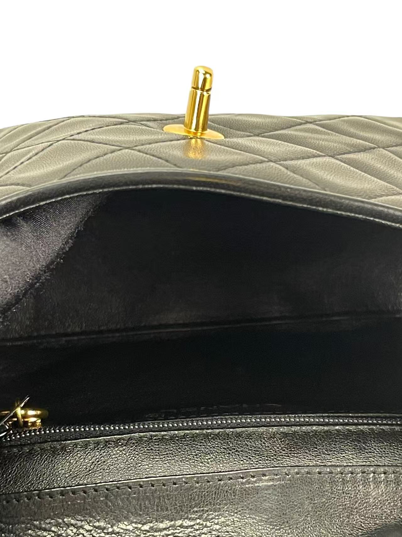 CHANEL - Black Lambskin Matelasse Shoulder Bag Gold Hardware