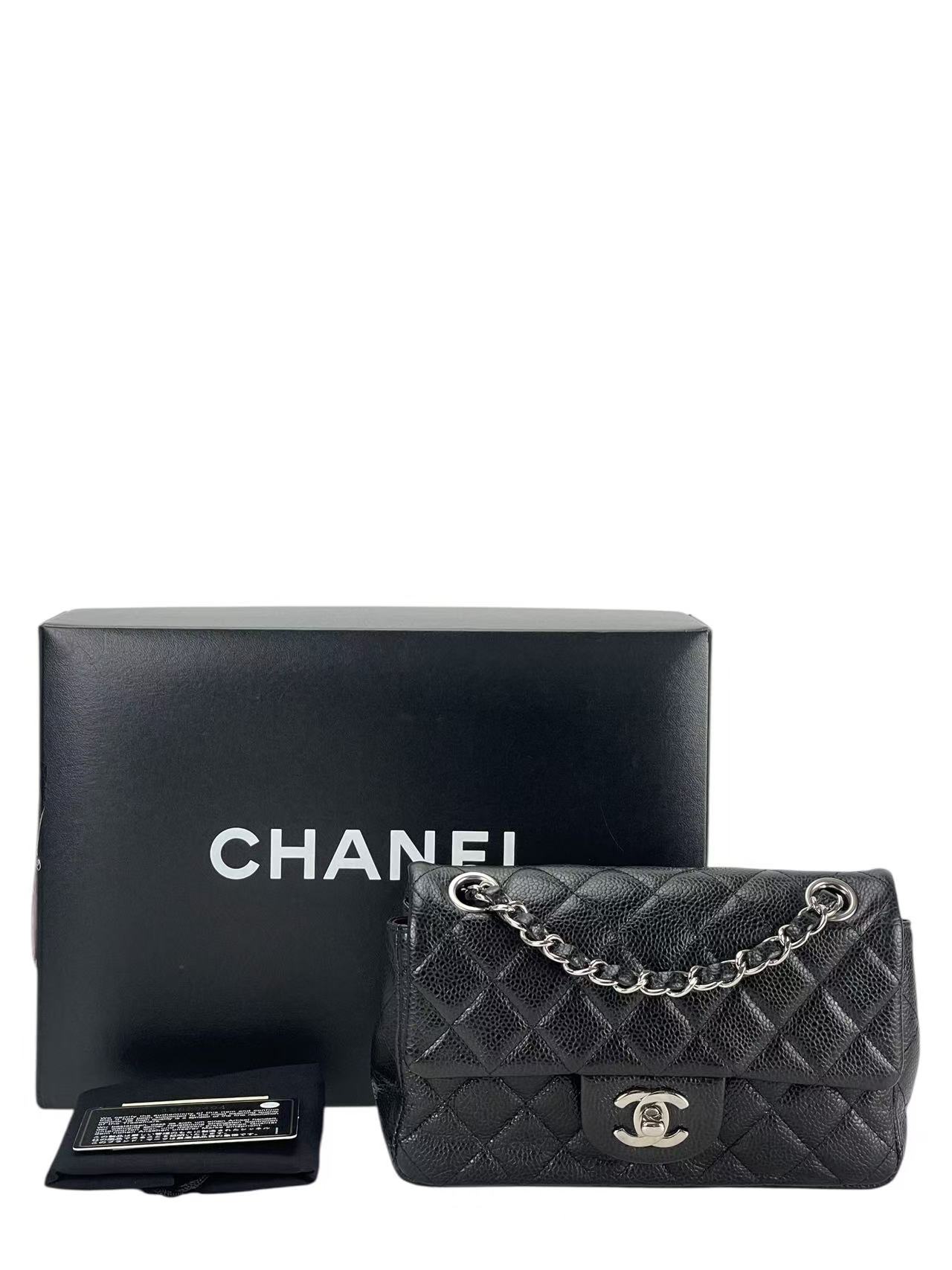 CHANEL - Small Classic Single Flap Bag Black Caviar Sliver Hardware（CF20）