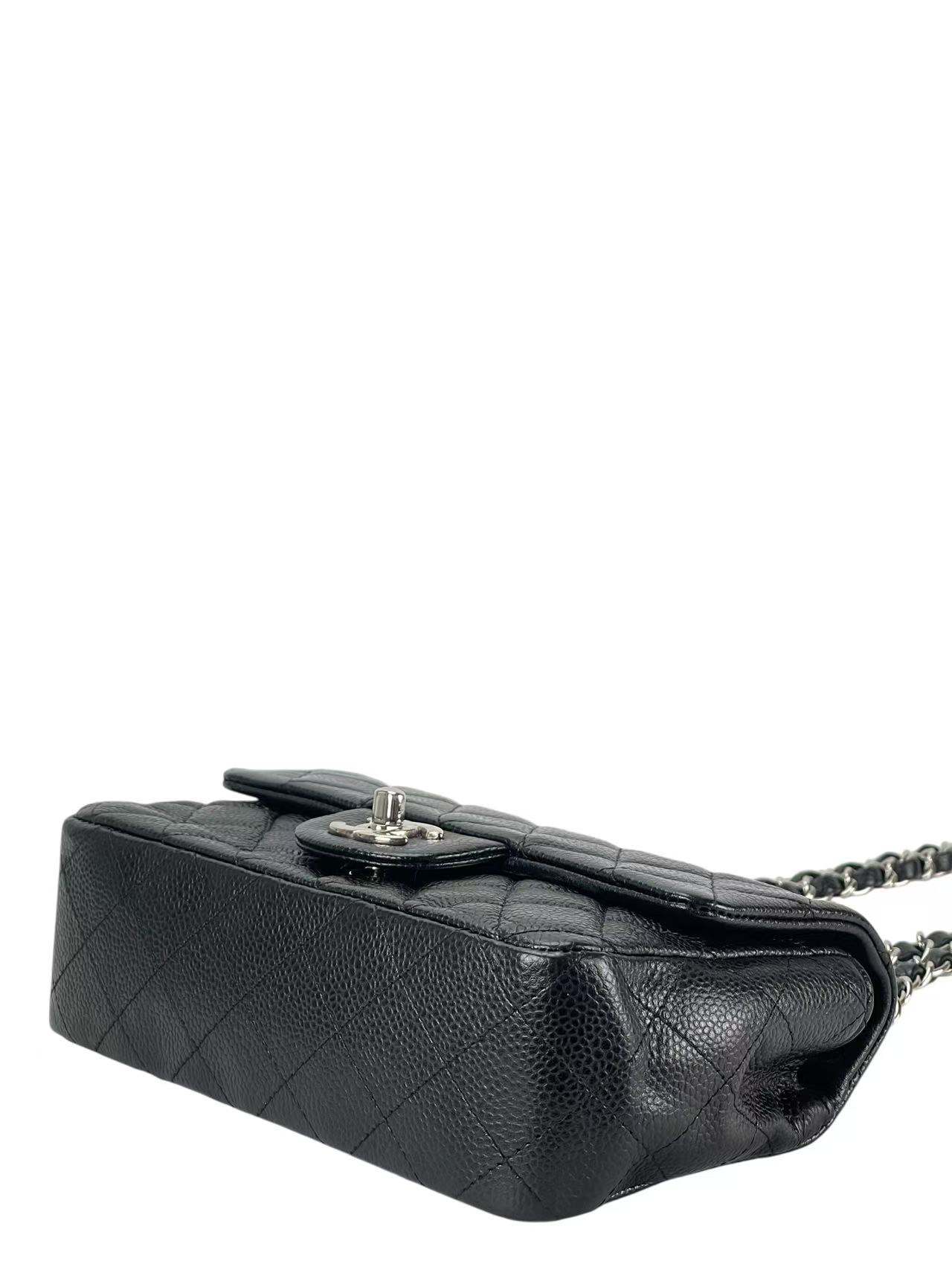 CHANEL - Small Classic Single Flap Bag Black Caviar Sliver Hardware（CF20）