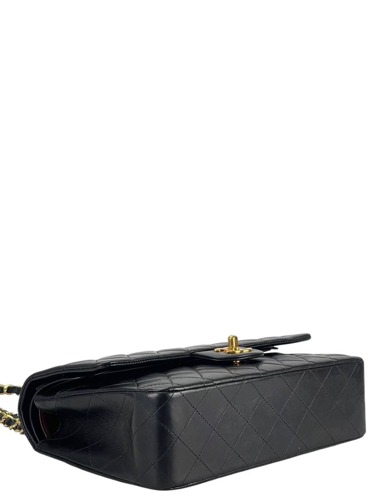 CHANEL - Medium Classic Double Flap Bag Black Lambskin Gold Hardware (CF25)