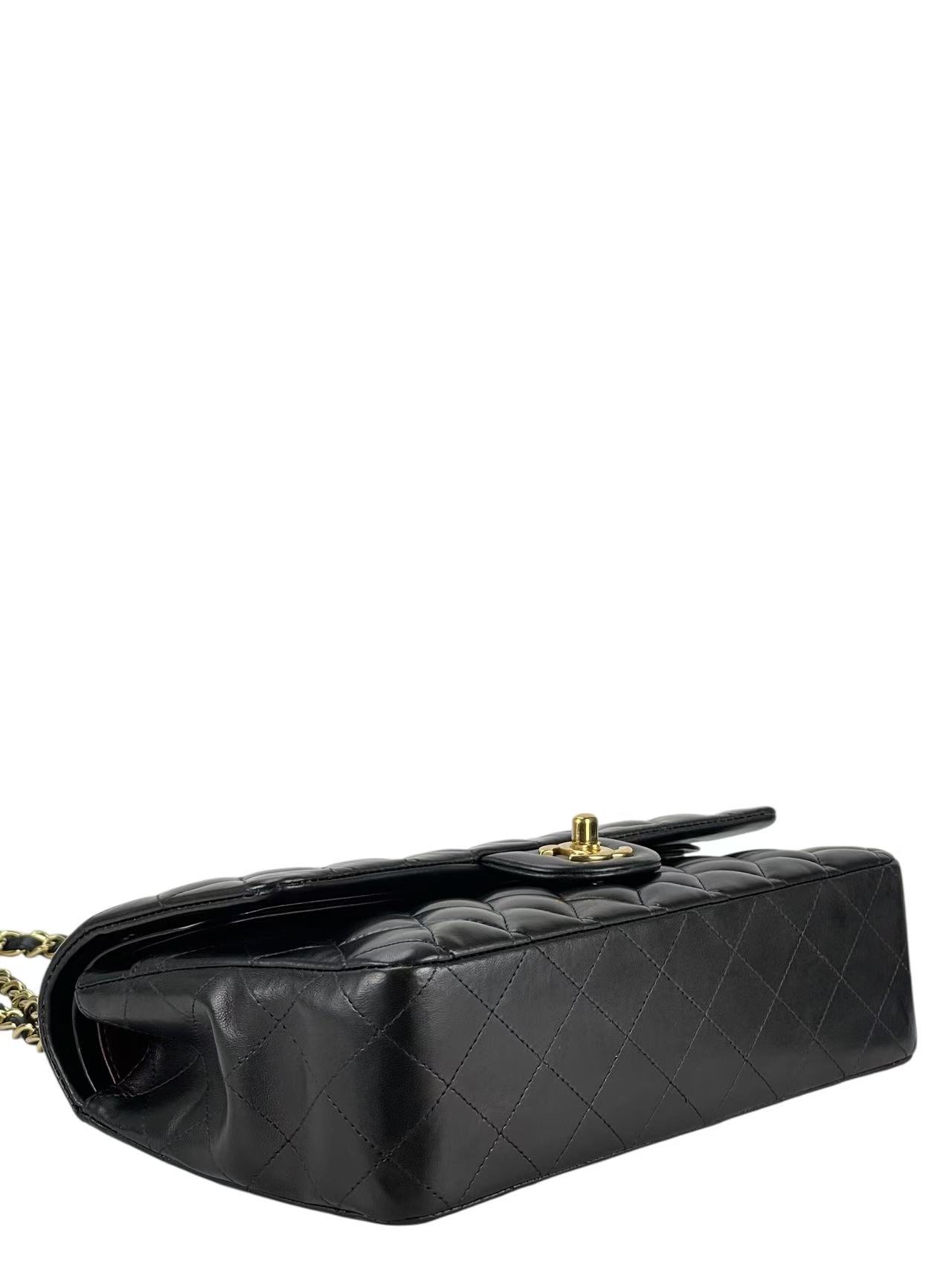 CHANEL - Medium Classic Double Flap Bag Black Lambskin Gold Hardware (CF25)