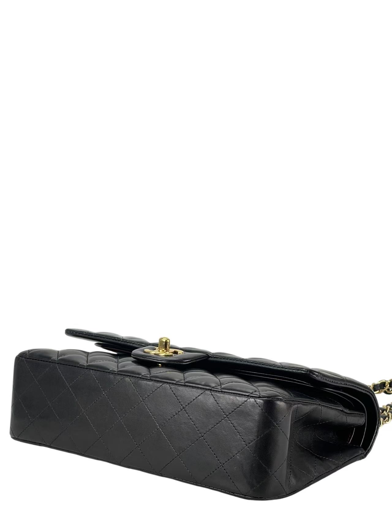 CHANEL - Medium Classic Double Flap Bag Black Lambskin Gold Hardware (CF25)