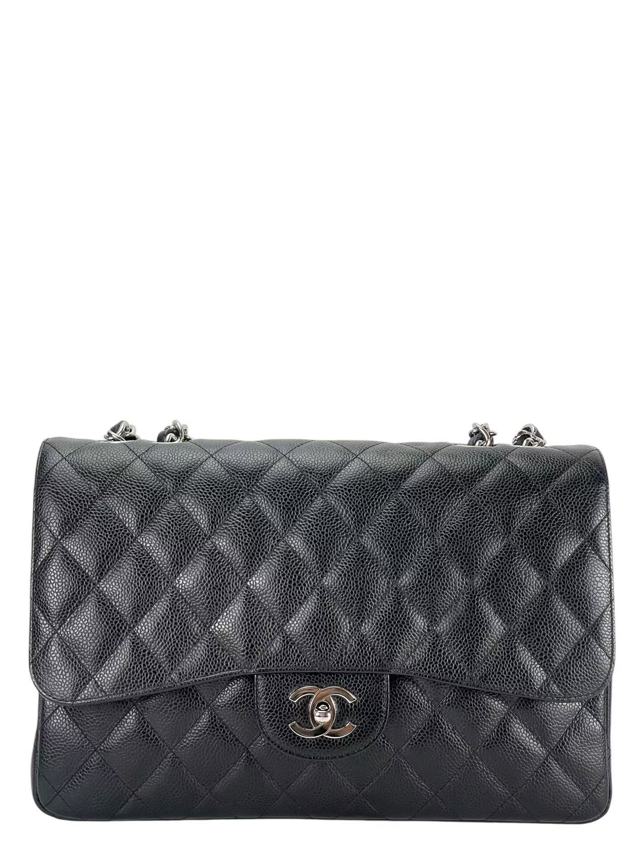 CHANEL - Black Caviar Jumbo 30 Flap Bag