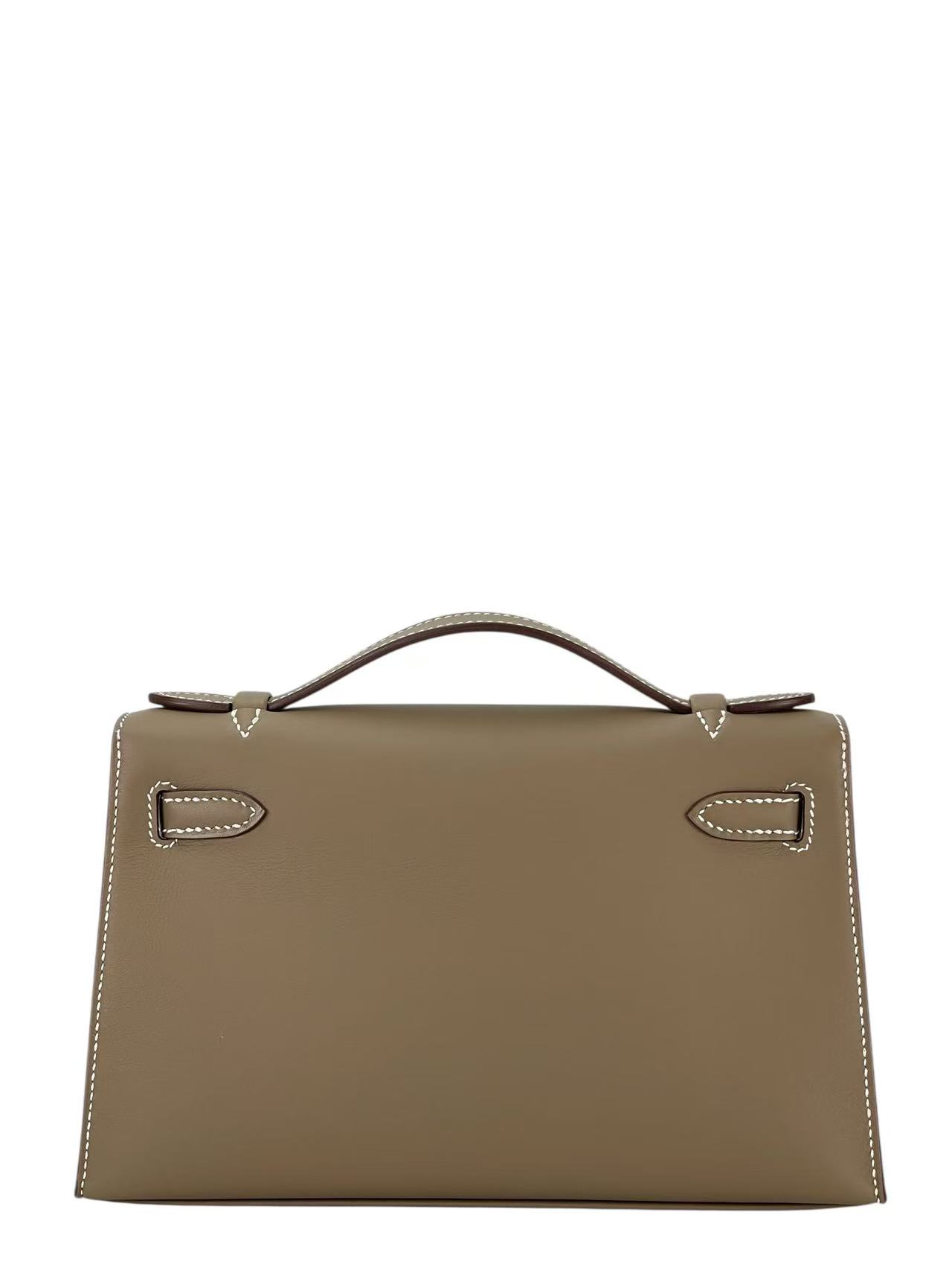 HERMES - Mini Kelly2 Etoupe Swift Palladium Hardware