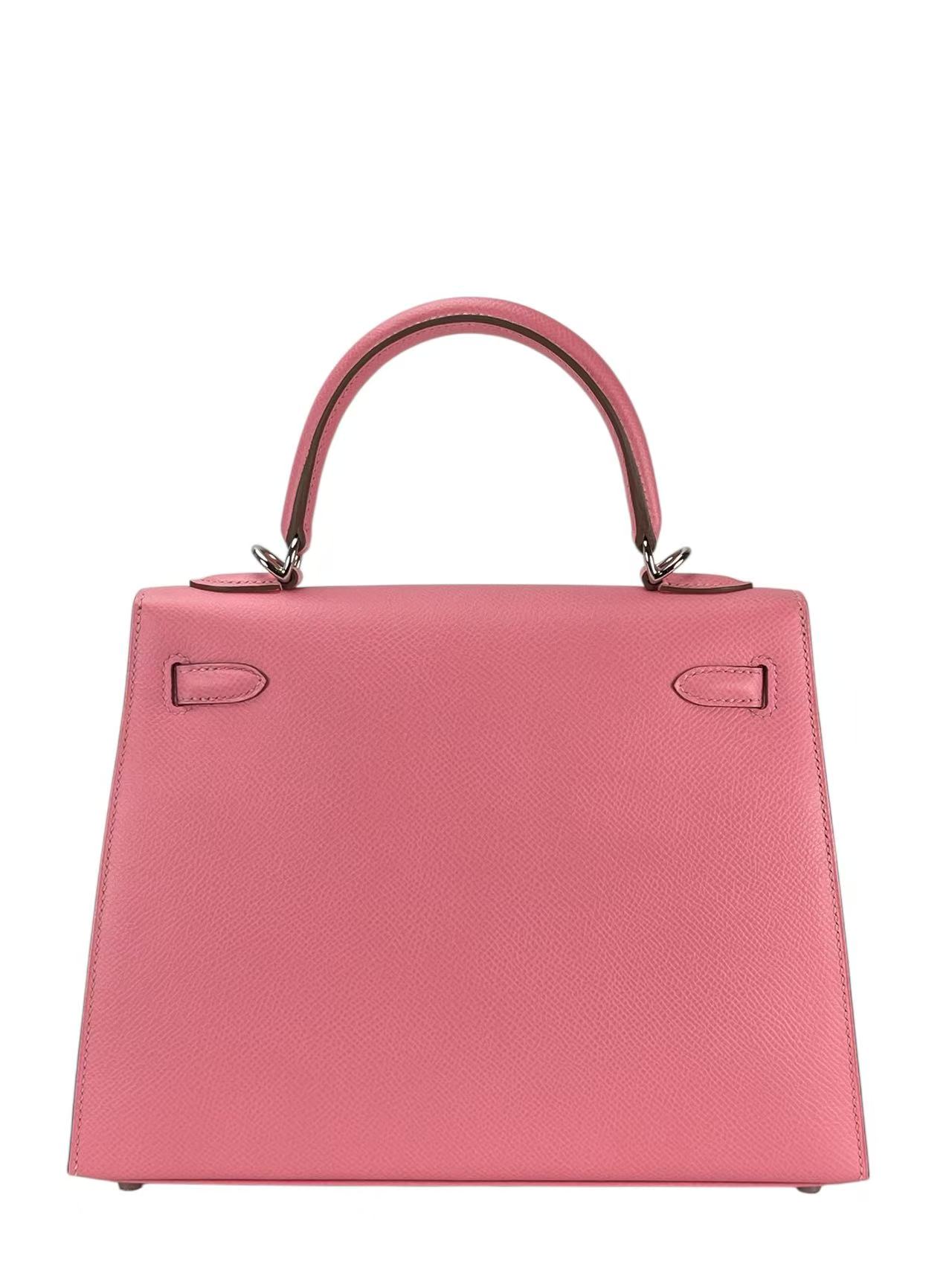 HERMES - Kelly 25 1Q Rose confetti Epsom Palladium Hardware