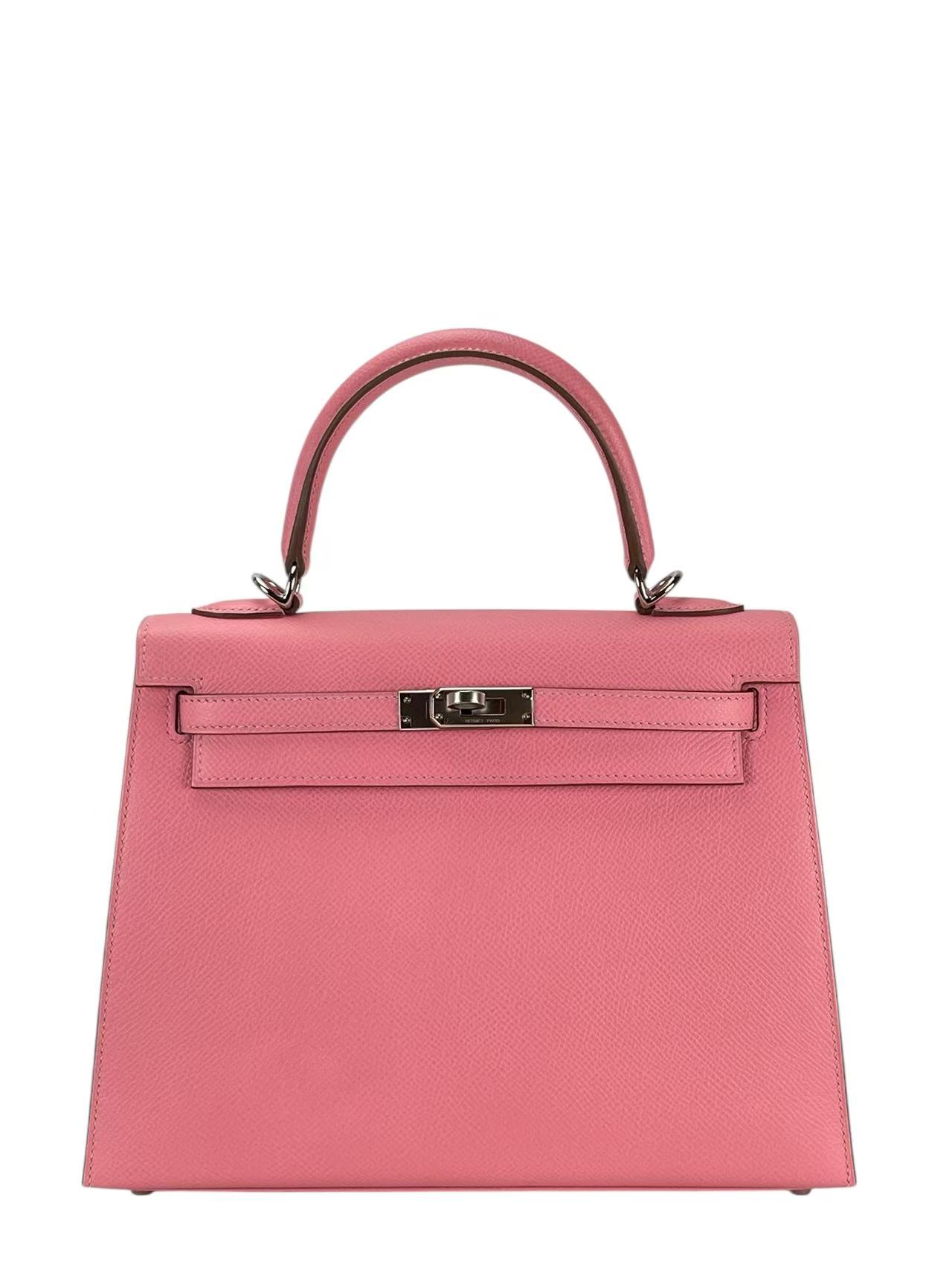 HERMES - Kelly 25 1Q Rose confetti Epsom Palladium Hardware