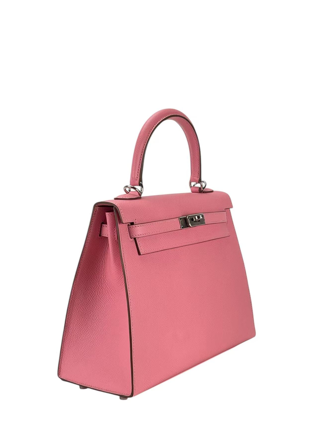 HERMES - Kelly 25 1Q Rose confetti Epsom Palladium Hardware