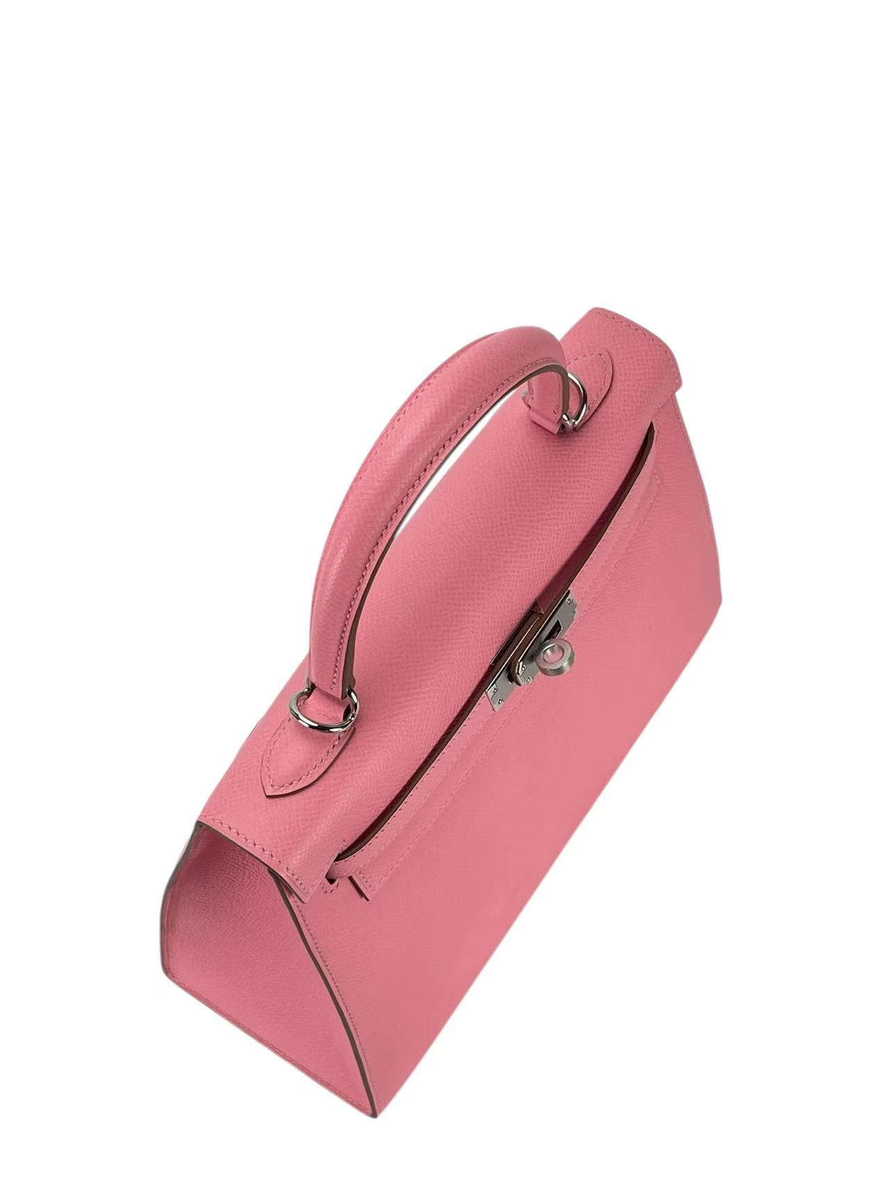 HERMES - Kelly 25 1Q Rose confetti Epsom Palladium Hardware