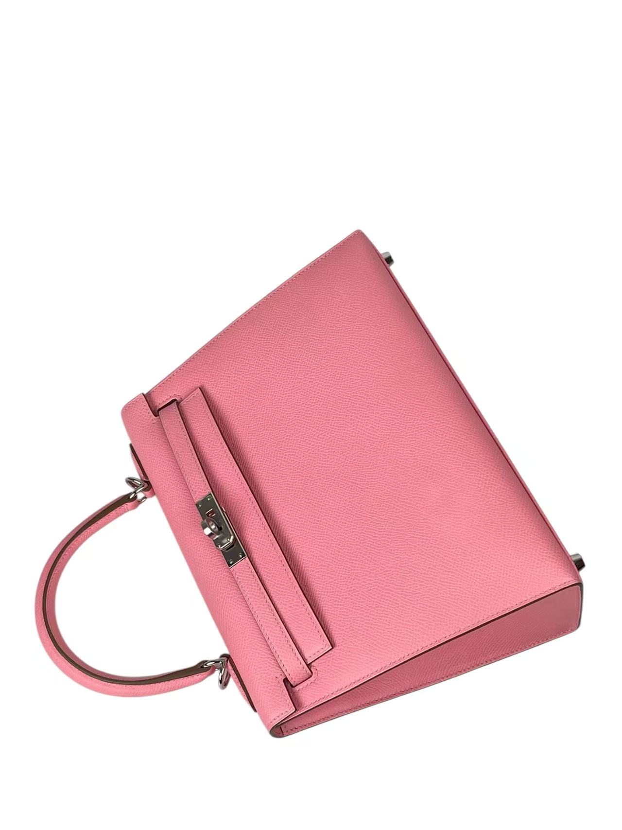 HERMES - Kelly 25 1Q Rose confetti Epsom Palladium Hardware