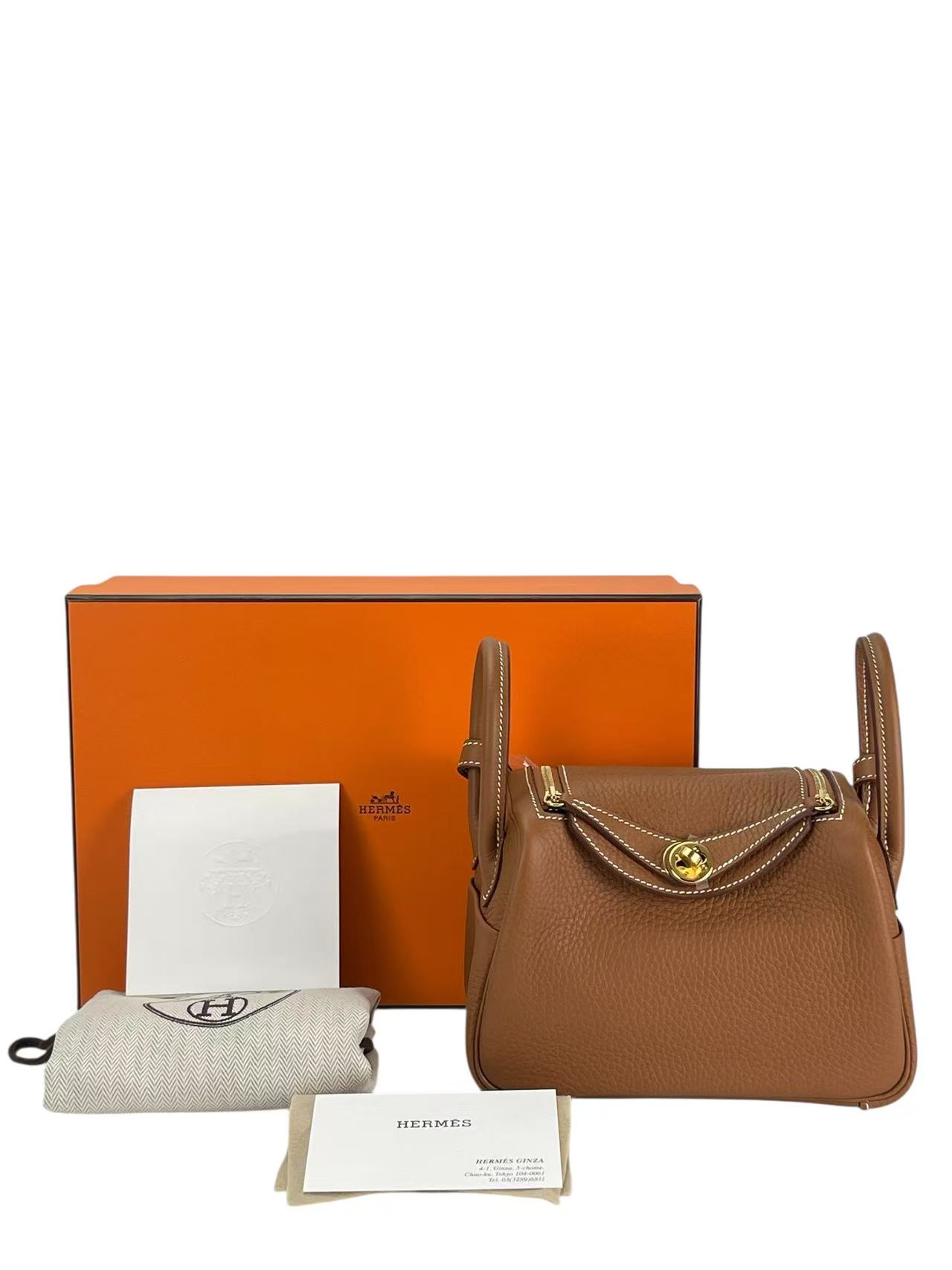 HERMES - Mini Lindy Gold Clemence Gold Hardware 
