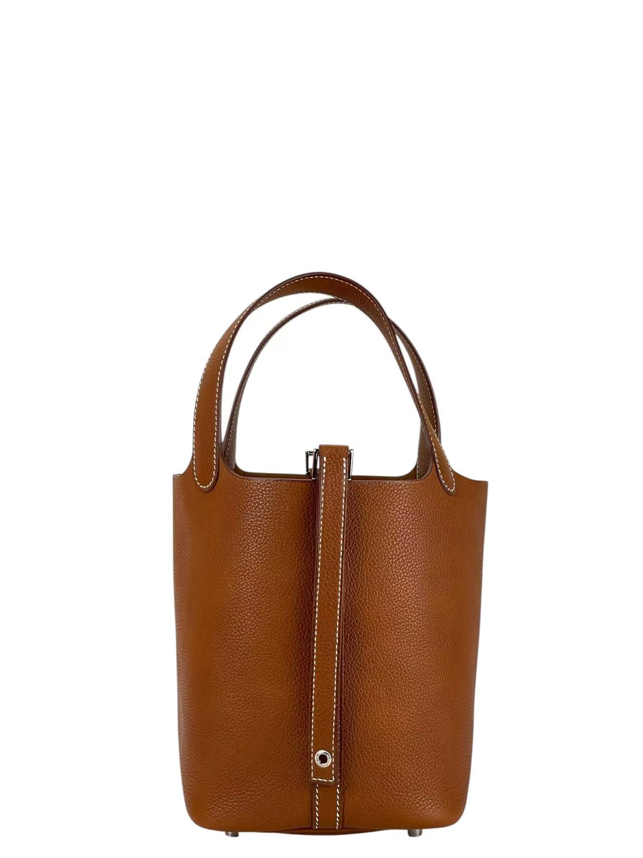 HERMES - Picotin PM Picotin 18 Fauve 34 Barenta Faubourg Gold Hardware