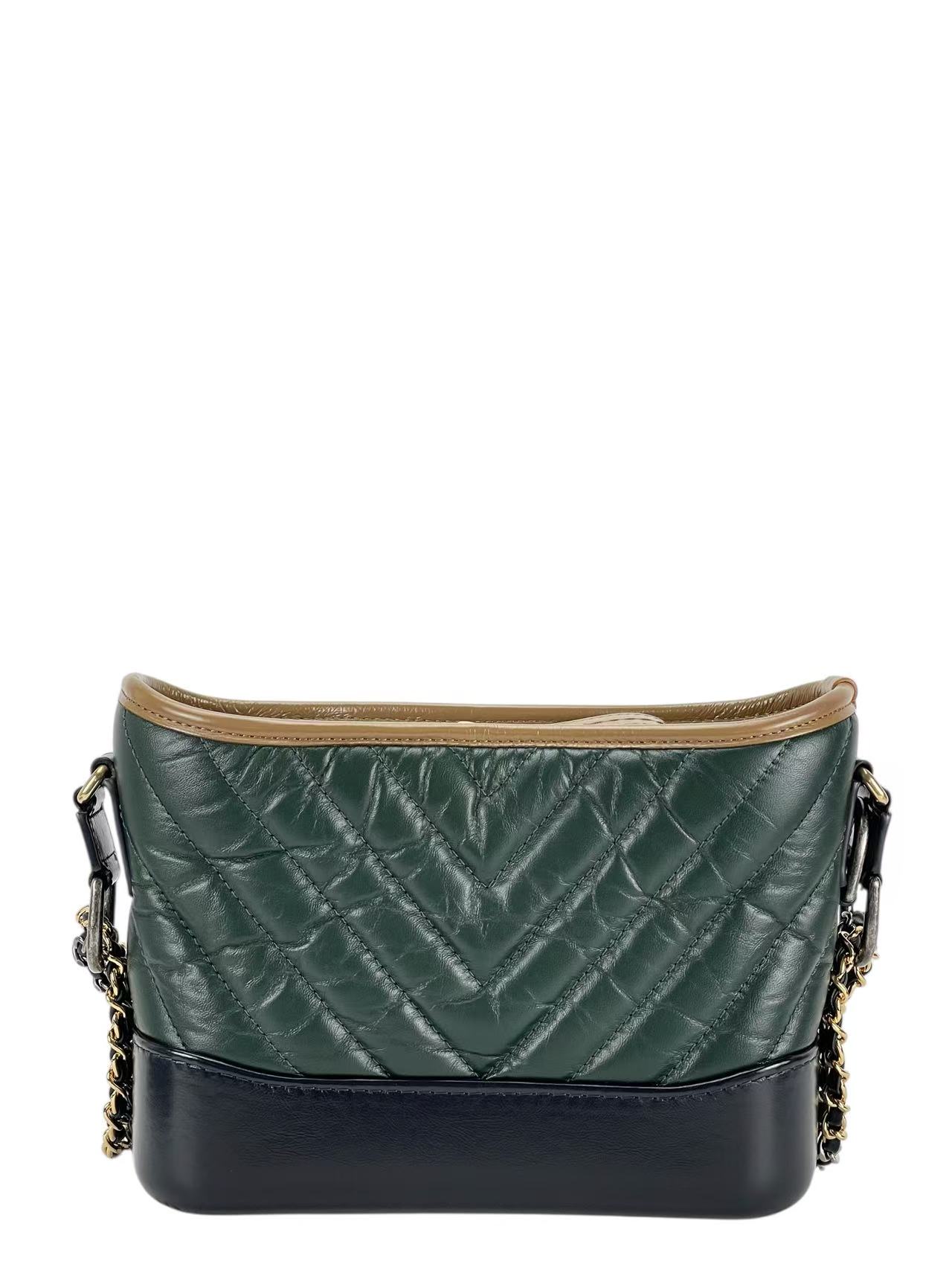 CHANEL - Blrown Green Small Calfskin Gabrielle Bag