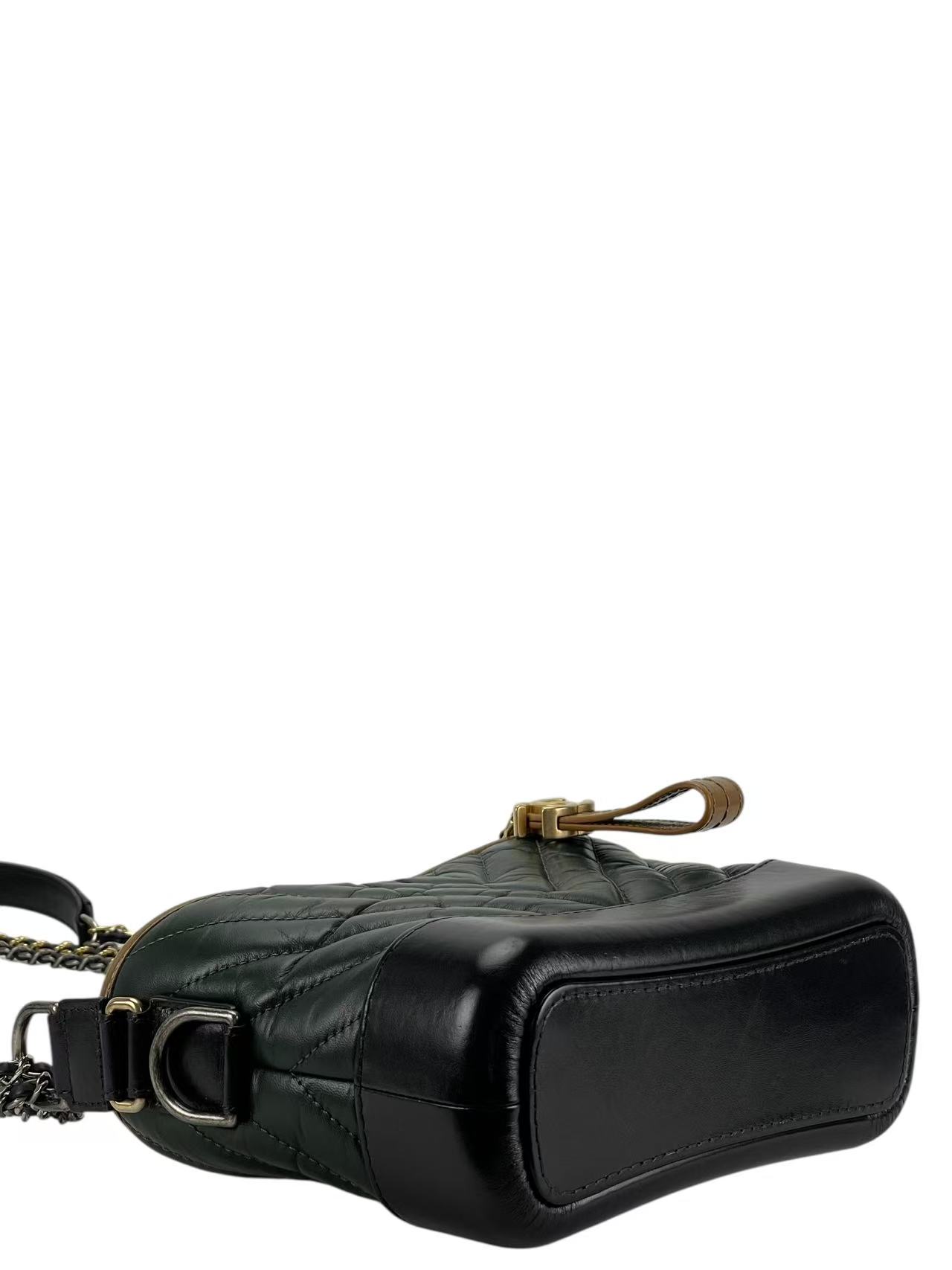 CHANEL - Blrown Green Small Calfskin Gabrielle Bag