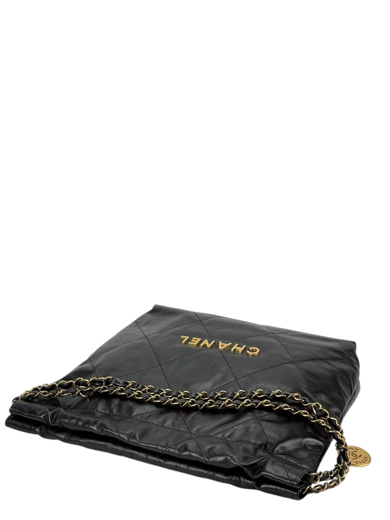 CHANEL - 22 Bag Black Calfskin Gold Hardware Small 