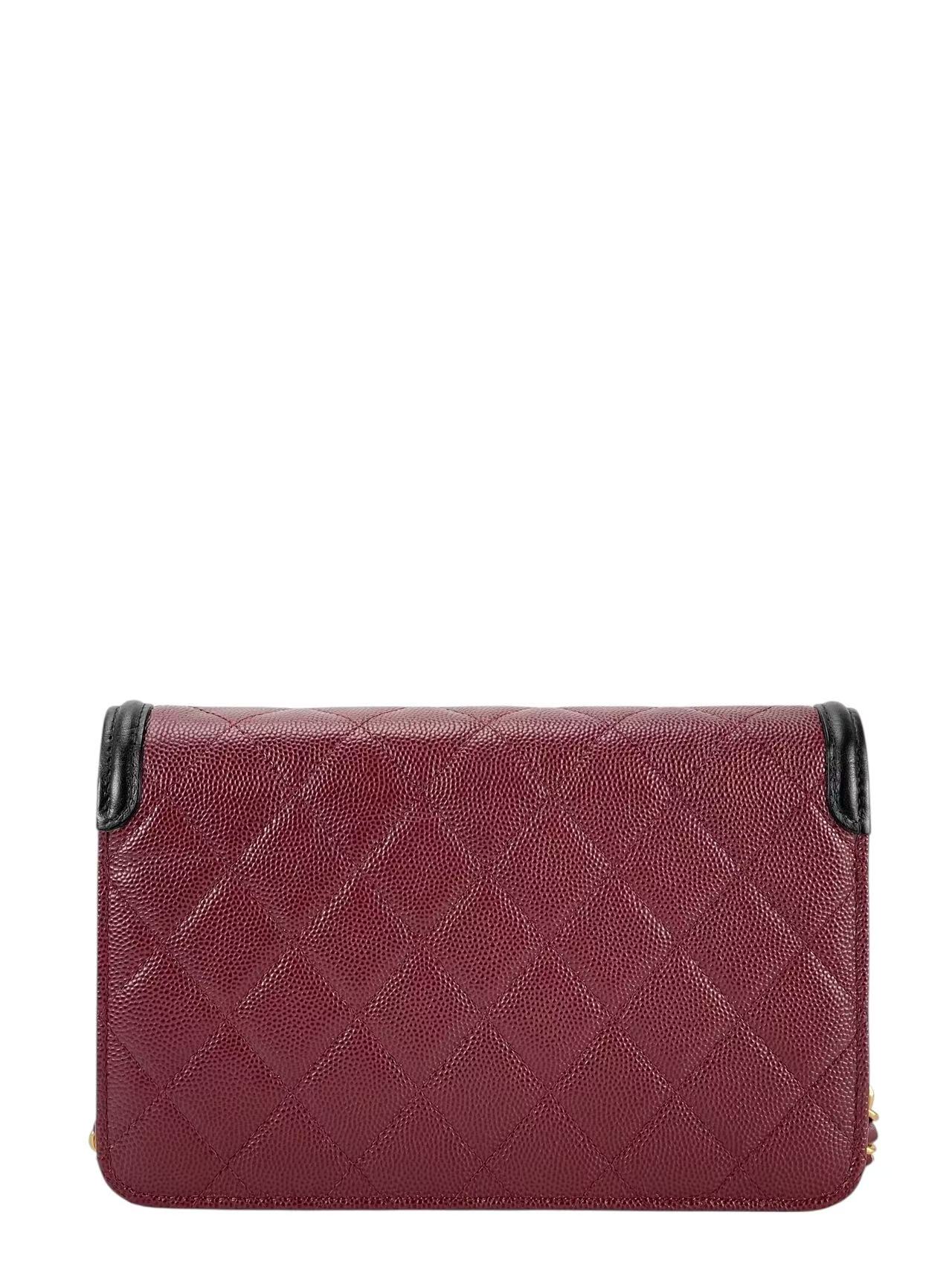 CHANEL - Red Caviar Quilted CC Filigree Wallet On Chain (WOC) 