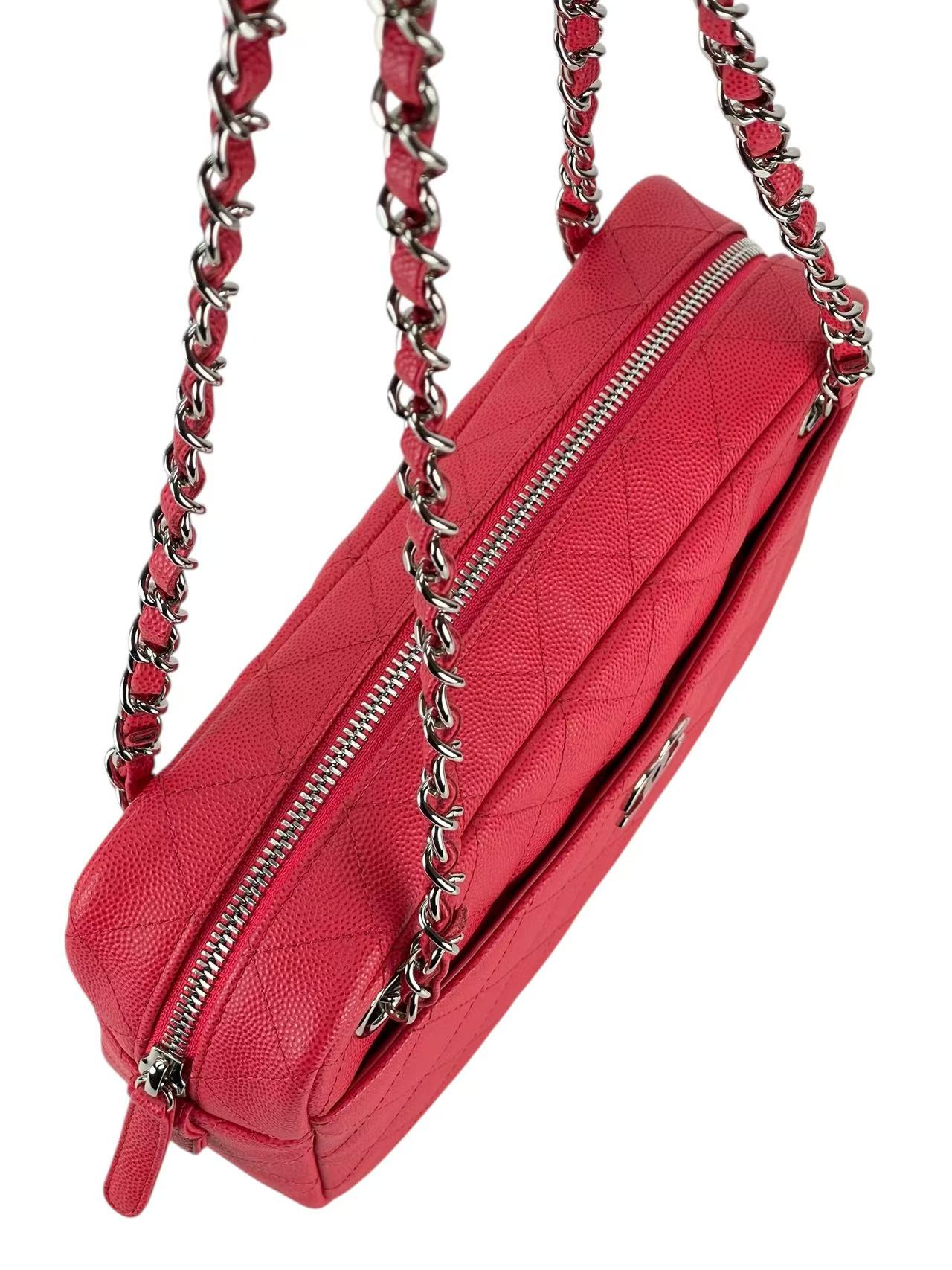 CHANEL - Red Cavair Matelasse Camera Shoulder Bag