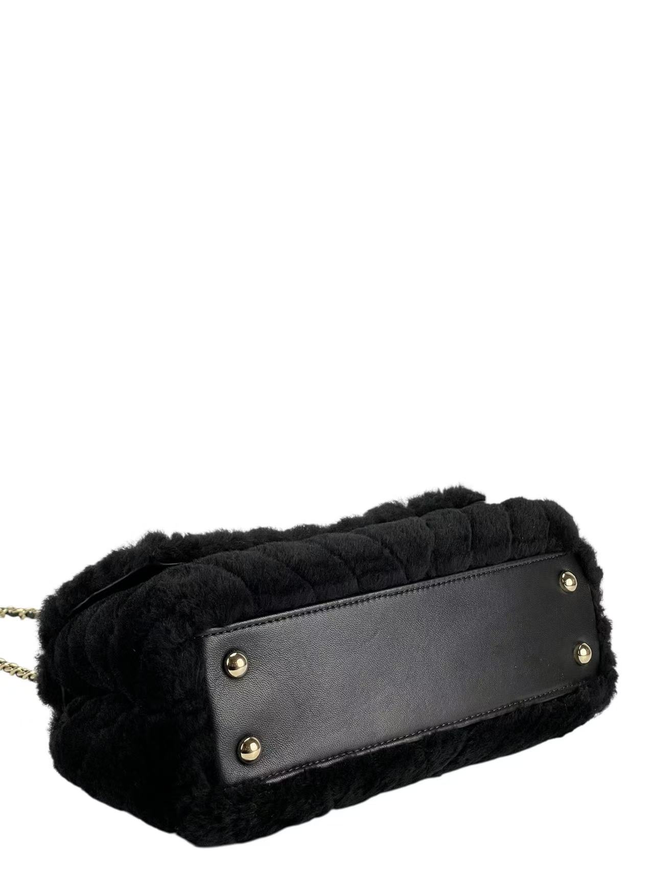 CHANEL - Coco Handle Bag Black Fur Gold Hardware