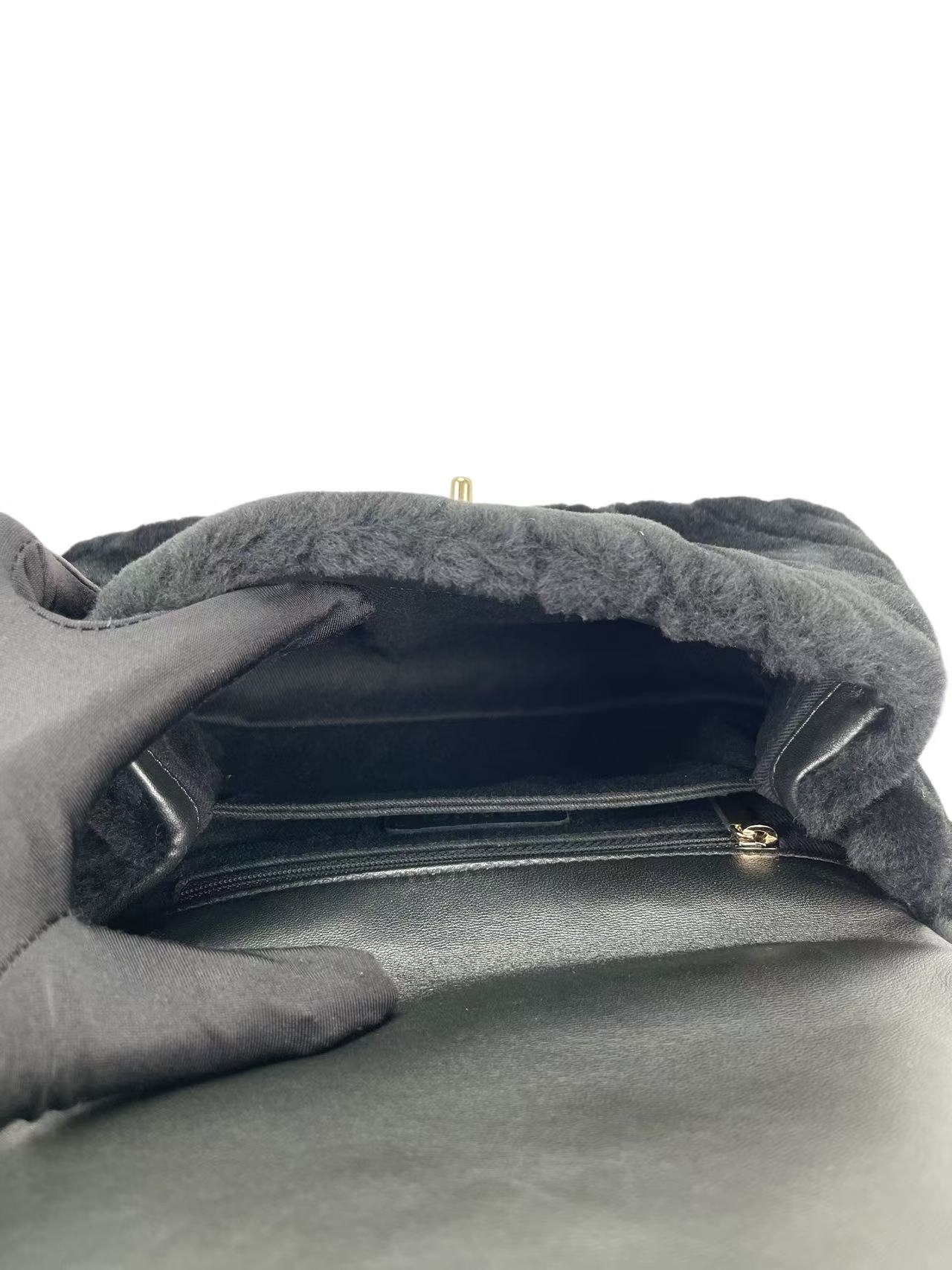 CHANEL - Coco Handle Bag Black Fur Gold Hardware