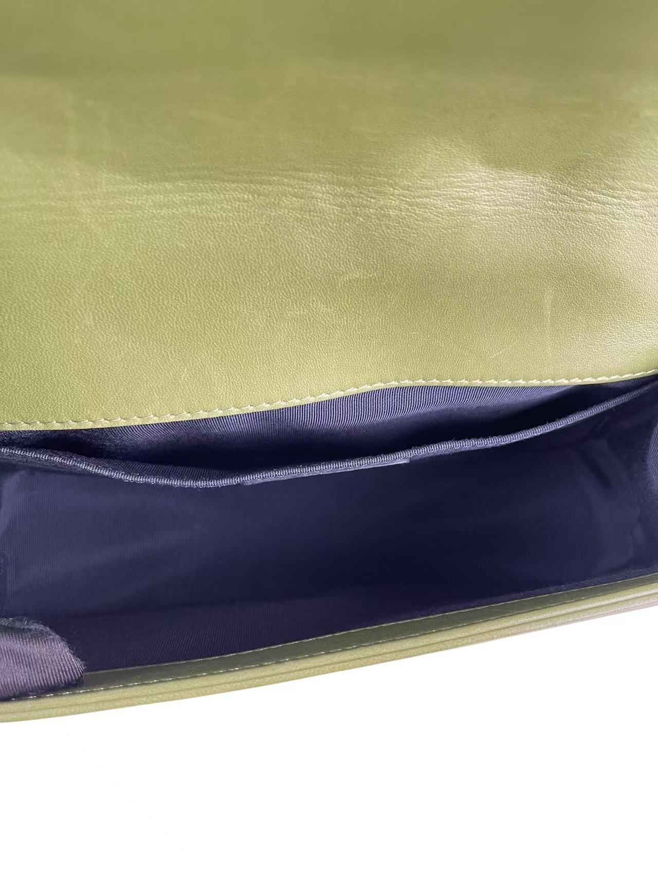 CHANEL - Medium Boy Flap Bag Tweed Velvet Green Gold Hardware