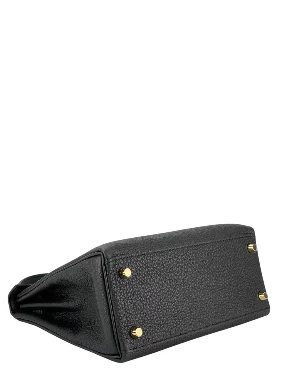 HERMES - Kelly 25 Noir 89 Togo Gold Hardware